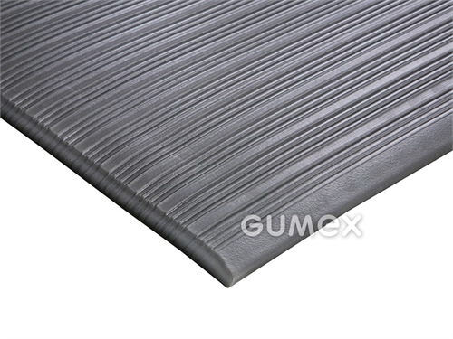 Protiúnavová rohož ORTHOMAT RIBBED, tloušťka 9,5mm, 600x900mm, desén podélný, jednovrstvé pěnové PVC, 0°C/+60°C, šedá